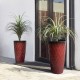 Glitzhome 23.75"H Set of 2 Oversized Wavy Texture Red Tall Plastic Planter