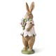 Glitzhome 15.5"H Easter Resin Bunny Girl Table Decor with Flowers