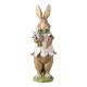 Glitzhome 15.5"H Easter Resin Bunny Girl Table Decor with Flowers