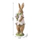 Glitzhome 15.5"H Easter Resin Bunny Girl Table Decor with Flowers
