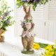 Glitzhome 15.5"H Easter Resin Bunny Girl Table Decor with Flowers