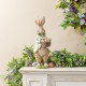 Glitzhome 15.75"H Easter Resin Bunny Boy Table Decor with Flowers