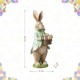 Glitzhome 15.75"H Easter Resin Bunny Boy Table Decor with Flowers