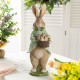 Glitzhome 15.75"H Easter Resin Bunny Boy Table Decor with Flowers