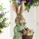 Glitzhome 15.75"H Easter Resin Bunny Boy Table Decor with Flowers