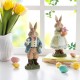 Glitzhome 9.75"H Easter Resin Bunny Couple Table Decor with Coffee and Tulips