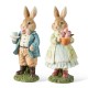 Glitzhome 9.75"H Easter Resin Bunny Couple Table Decor with Coffee and Tulips