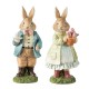 Glitzhome 9.75"H Easter Resin Bunny Couple Table Decor with Coffee and Tulips
