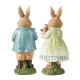 Glitzhome 9.75"H Easter Resin Bunny Couple Table Decor with Coffee and Tulips
