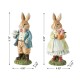 Glitzhome 9.75"H Easter Resin Bunny Couple Table Decor with Coffee and Tulips