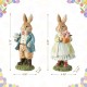Glitzhome 9.75"H Easter Resin Bunny Couple Table Decor with Coffee and Tulips