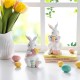 Glitzhome Set of 2 Easter Resin Bunny Holding Macaron Table Decor