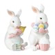 Glitzhome Set of 2 Easter Resin Bunny Holding Macaron Table Decor