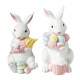 Glitzhome Set of 2 Easter Resin Bunny Holding Macaron Table Decor