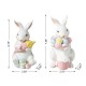 Glitzhome Set of 2 Easter Resin Bunny Holding Macaron Table Decor