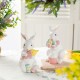 Glitzhome Set of 2 Easter Resin Bunny Holding Macaron Table Decor