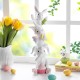 Glitzhome 17.5"H Easter Resin Stacked Bunny w/Macaron Table Decor