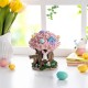 Glitzhome 8"H Easter Resin Bunny & Pink Blossoms Table Decor