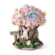Glitzhome 8"H Easter Resin Bunny & Pink Blossoms Table Decor