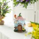 Glitzhome 8"H Lighted Easter Resin Egg Shaped House Table Decor