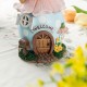 Glitzhome 8"H Lighted Easter Resin Egg Shaped House Table Decor