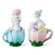 Glitzhome Set of 2 Easter Resin Bunny on Tulip Mug Table Decor