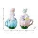 Glitzhome Set of 2 Easter Resin Bunny on Tulip Mug Table Decor