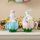 Glitzhome Set of 2 Easter Resin Bunny on Tulip Mug Table Decor