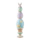 Glitzhome 30.5"H Easter Resin Macaron Stacked Egg & Bunny Porch Decor