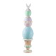 Glitzhome 30.5"H Easter Resin Macaron Stacked Egg & Bunny Porch Decor