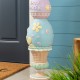Glitzhome 30.5"H Easter Resin Macaron Stacked Egg & Bunny Porch Decor