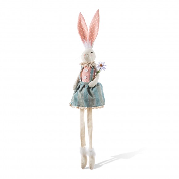 Glitzhome 29.5"H Easter Fabric Girl Bunny with Dangling Legs