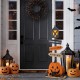 Glitzhome 36"H Halloween Lighted Wooden Jack-O-Lantern Lamp Post Porch Decor with Timer