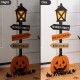 Glitzhome 36"H Halloween Lighted Wooden Jack-O-Lantern Lamp Post Porch Decor with Timer