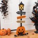 Glitzhome 36"H Halloween Lighted Wooden Jack-O-Lantern Lamp Post Porch Decor with Timer