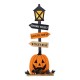 Glitzhome 36"H Halloween Lighted Wooden Jack-O-Lantern Lamp Post Porch Decor with Timer