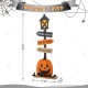 Glitzhome 36"H Halloween Lighted Wooden Jack-O-Lantern Lamp Post Porch Decor with Timer