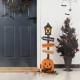 Glitzhome 36"H Halloween Lighted Wooden Jack-O-Lantern Lamp Post Porch Decor with Timer