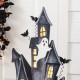 Glitzhome 30"H Halloween Lighted Wooden Haunted House Porch Decor with Timer