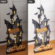 Glitzhome 30"H Halloween Lighted Wooden Haunted House Porch Decor with Timer