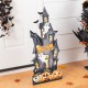 Glitzhome 30"H Halloween Lighted Wooden Haunted House Porch Decor with Timer