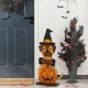 Glitzhome 30"H Halloween Wooden Lighted Witch Dog Porch Decor with Timer