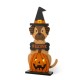 Glitzhome 30"H Halloween Wooden Lighted Witch Dog Porch Decor with Timer