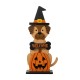 Glitzhome 30"H Halloween Wooden Lighted Witch Dog Porch Decor with Timer