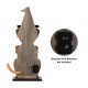 Glitzhome 30"H Halloween Wooden Lighted Witch Dog Porch Decor with Timer