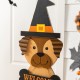 Glitzhome 30"H Halloween Wooden Lighted Witch Dog Porch Decor with Timer