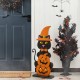 Glitzhome 30"H Halloween Wooden Lighted Witch Cat Porch Decor with Timer