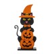 Glitzhome 30"H Halloween Wooden Lighted Witch Cat Porch Decor with Timer