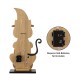 Glitzhome 30"H Halloween Wooden Lighted Witch Cat Porch Decor with Timer