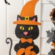 Glitzhome 30"H Halloween Wooden Lighted Witch Cat Porch Decor with Timer